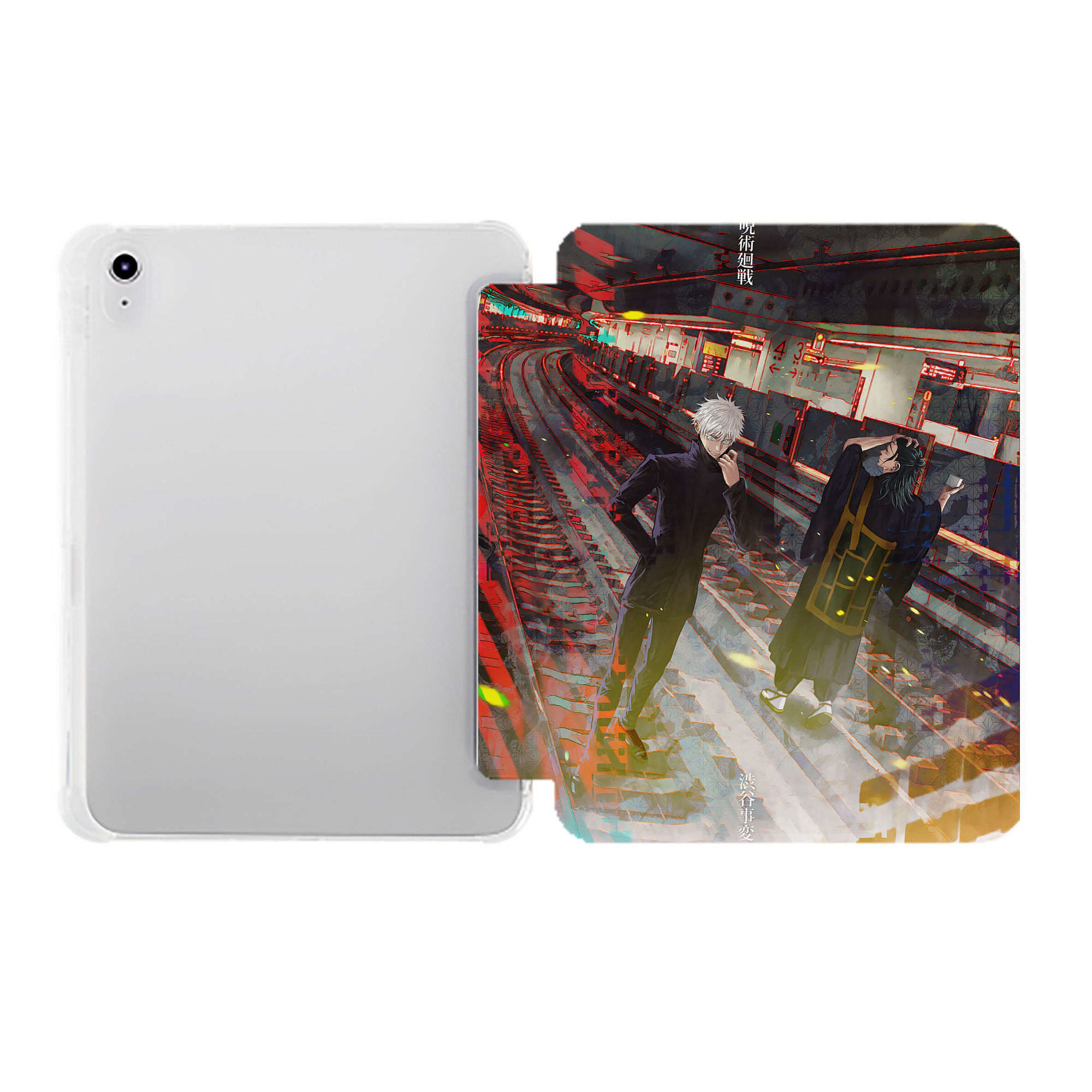 （画像用） 呪術廻戦 Jujutsu Kaisen IPad ケース ペン収納付き 三つ折りスタンド PUレザー×シリコン 対応機種9.5/10.5/10.9インチ